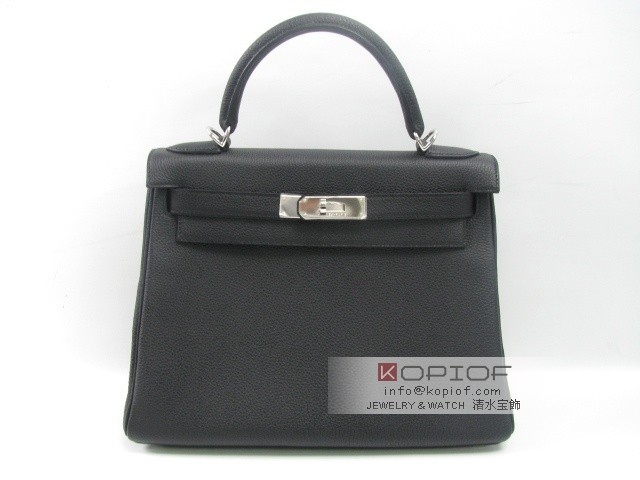 エルメス ケリー スーパーコピー28(内縫い)トゴ ブラック(金具:シルバー) her309